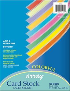 pacon card stock, colorful assortment, 10 colors, 8-1/2" x 11", 100 sheets