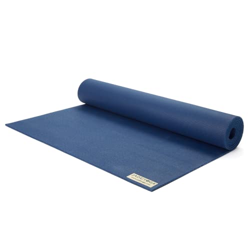 JadeYoga Harmony Yoga Mat - Durable & Thick Gym Fitness Mat, Non-Slip Natural Rubber Yoga Mat - Home Exercise & Stretching Mat, Workout Mat- Yoga, Pilate & Meditation Women & Men (Midnight Blue, 68'')