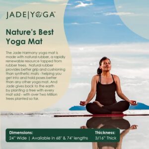 JadeYoga Harmony Yoga Mat - Durable & Thick Gym Fitness Mat, Non-Slip Natural Rubber Yoga Mat - Home Exercise & Stretching Mat, Workout Mat- Yoga, Pilate & Meditation Women & Men (Midnight Blue, 68'')