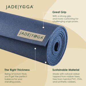 JadeYoga Harmony Yoga Mat - Durable & Thick Gym Fitness Mat, Non-Slip Natural Rubber Yoga Mat - Home Exercise & Stretching Mat, Workout Mat- Yoga, Pilate & Meditation Women & Men (Midnight Blue, 68'')