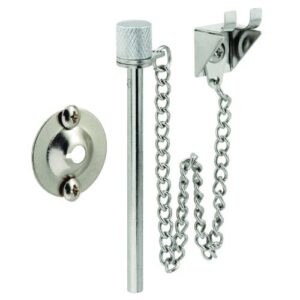 defender security u 9858 sliding patio door pin, 3/16 in. x 2-5/8 in., steel pin and retaining ring, chrome plated finish (single pack)