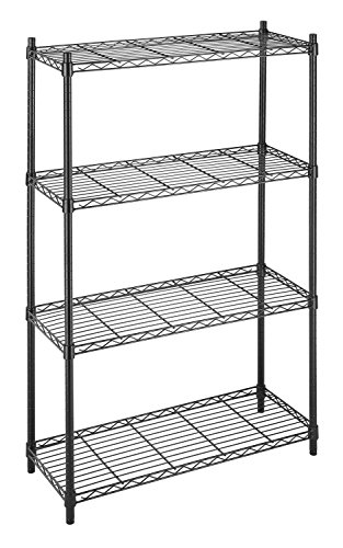 Whitmor Supreme 4 Tier Shelving with Adjustable Shelves and Leveling Feet - Black