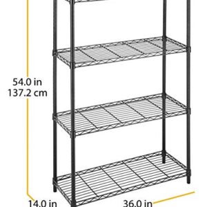 Whitmor Supreme 4 Tier Shelving with Adjustable Shelves and Leveling Feet - Black