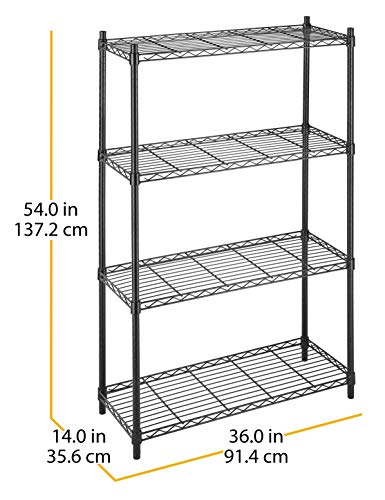 Whitmor Supreme 4 Tier Shelving with Adjustable Shelves and Leveling Feet - Black