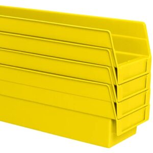 Akro-Mils 30120 Plastic Nesting Shelf Bin Box, (12-Inch x 4-Inch x 4-Inch), Yellow, (24-Pack)