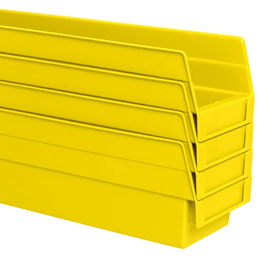 Akro-Mils 30120 Plastic Nesting Shelf Bin Box, (12-Inch x 4-Inch x 4-Inch), Yellow, (24-Pack)