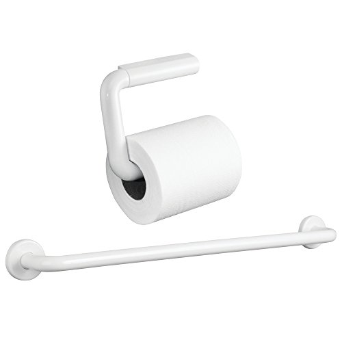 iDesign Plastic Wall Mount Paper Holder, Dispenser for Master, Guest, Kid's Bathroom, 6.95" x 7.4" x 1.45", Toilet Tissue Bar
