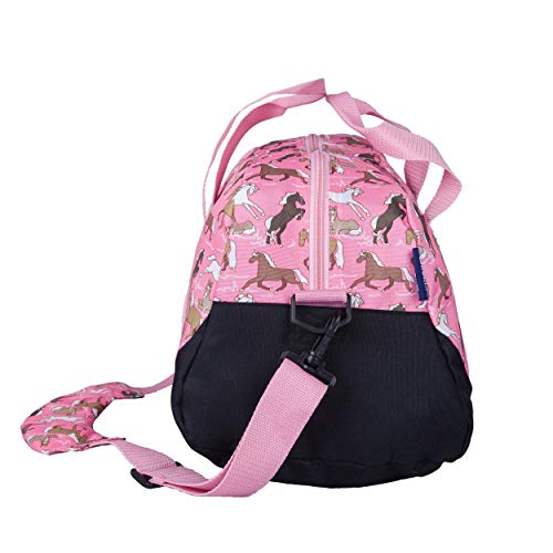 Wildkin Kids Overnighter Duffel Bags for Boys & Girls, Perfect for Early Elementary Sleepovers Duffel Bag for Kids, Carry-On Size & Ideal for School Practice or Overnight Travel Bag (Horses in Pink)