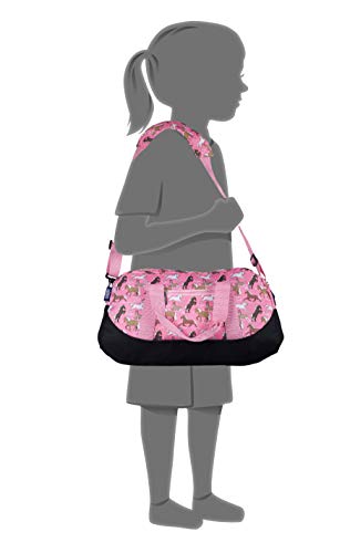 Wildkin Kids Overnighter Duffel Bags for Boys & Girls, Perfect for Early Elementary Sleepovers Duffel Bag for Kids, Carry-On Size & Ideal for School Practice or Overnight Travel Bag (Horses in Pink)