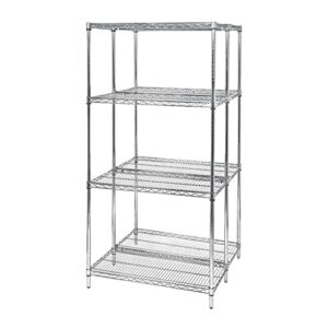 Quantum Storage Systems WR74-1454C Starter Kit for 74' High 4-Tier Wire Shelving Unit, Chrome Finish, 14' Width x 54' Length x 74' Height