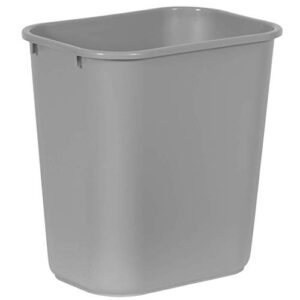 rubbermaid commercial products 28qt/7 gal wastebasket trash container, for home/office/under desk, gray (fg295600gray)