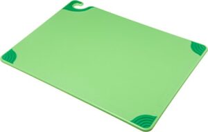 san jamar saf-t-grip plastic cutting board with safety hook, 18" x 24" x 0.5", green