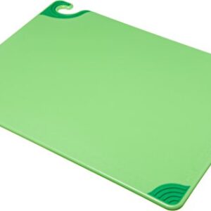 San Jamar Saf-T-Grip Plastic Cutting Board with Safety Hook, 18" x 24" x 0.5", Green