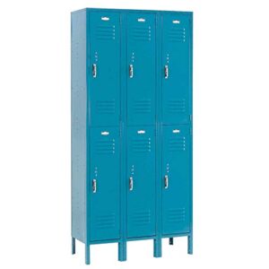 global industrial double tier locker, 12x12x36, 6 door, unassembled, blue