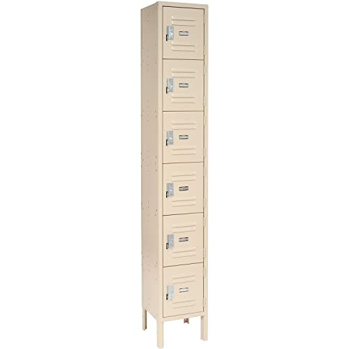 Global Industrial Six Tier Locker, 12x15x12, 6 Door, Ready to Assemble, Tan