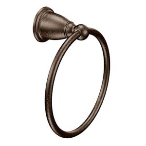 moen yb2286orb brantford collection traditional single post bathroom hand-towel ring, oil-rubbed bronze
