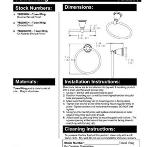 Moen YB2286ORB Brantford Collection Traditional Single Post Bathroom Hand-Towel Ring, Oil-Rubbed Bronze