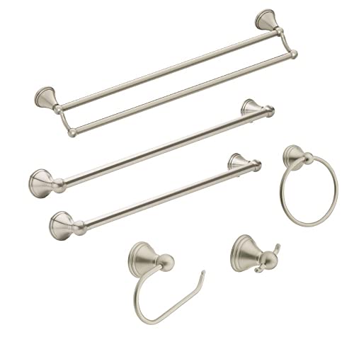 Moen DN8418BN Preston Collection 18-Inch Single Bathroom -Towel Bar, Brushed Nickel