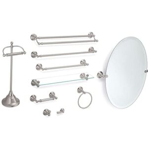 Moen Sage Collection Spot Resist Brushed Nickel 24-Inch Double-Towel Bar, Wall Mounted Bath Towel Hanger with Two Rods, DN6822BN