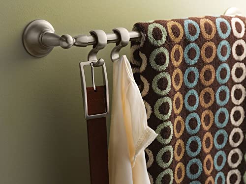 Moen Sage Collection Spot Resist Brushed Nickel 24-Inch Double-Towel Bar, Wall Mounted Bath Towel Hanger with Two Rods, DN6822BN