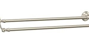 Moen Sage Collection Spot Resist Brushed Nickel 24-Inch Double-Towel Bar, Wall Mounted Bath Towel Hanger with Two Rods, DN6822BN