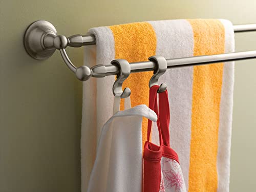 Moen Sage Collection Spot Resist Brushed Nickel 24-Inch Double-Towel Bar, Wall Mounted Bath Towel Hanger with Two Rods, DN6822BN