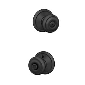 Schlage F40 GEO 622 Georgian Door Knob, Bed & Bath Privacy Lock, Matte Black