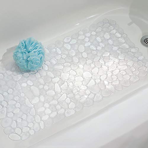 iDesign Pebblz Suction Non-Slip Bath Mat for Shower Bathtub Stall, Set of 1, Clear