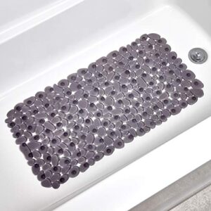 iDesign Pebblz Suction Non-Slip Bath Mat for Shower, Bathtub, Stall, 26" x 13.5", Gray