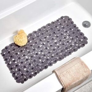 iDesign Pebblz Suction Non-Slip Bath Mat for Shower, Bathtub, Stall, 26" x 13.5", Gray