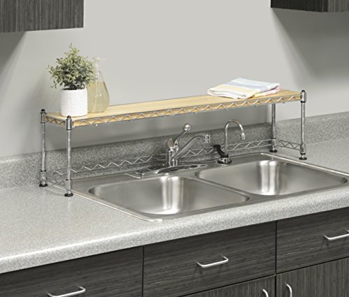 Whitmor Supreme Wood & Chrome Sink Shelf