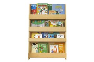 tidy books kids bookshelf (age 0-10) wall bookcase for kids room, natural, wood, montessori bookshelf, front facing bookshelf, 45 x 30 x 3 in, eco friendly, handmade, the original since 2004.