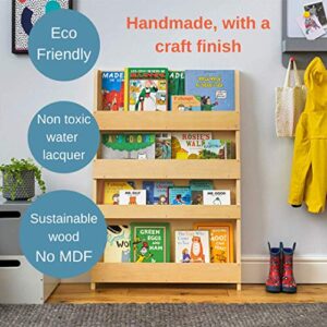 Tidy Books Kids Bookshelf (Age 0-10) Wall Bookcase for Kids Room, Natural, Wood, Montessori Bookshelf, Front Facing Bookshelf, 45 x 30 x 3 in, Eco Friendly, Handmade, The Original Since 2004.