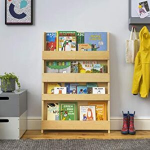 Tidy Books Kids Bookshelf (Age 0-10) Wall Bookcase for Kids Room, Natural, Wood, Montessori Bookshelf, Front Facing Bookshelf, 45 x 30 x 3 in, Eco Friendly, Handmade, The Original Since 2004.