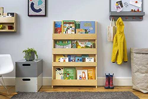 Tidy Books Kids Bookshelf (Age 0-10) Wall Bookcase for Kids Room, Natural, Wood, Montessori Bookshelf, Front Facing Bookshelf, 45 x 30 x 3 in, Eco Friendly, Handmade, The Original Since 2004.