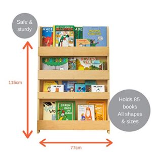 Tidy Books Kids Bookshelf (Age 0-10) Wall Bookcase for Kids Room, Natural, Wood, Montessori Bookshelf, Front Facing Bookshelf, 45 x 30 x 3 in, Eco Friendly, Handmade, The Original Since 2004.