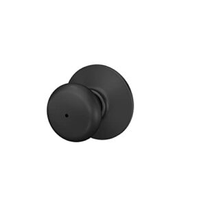 Schlage F40 PLY 622 Plymouth Door Knob, Bed & Bath Privacy Lock, Matte Black