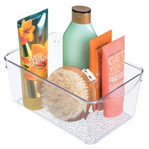 iDesign Rain Plastic Bathroom Cosmetic Organizer with Handles, Storage Bin for Makeup, Contact Lenses, Solution, Cotton Balls, 6" x 10.25" x 4.25" - Clear