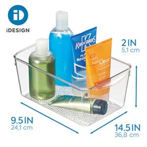 iDesign Rain Plastic Bathroom Cosmetic Organizer with Handles, Storage Bin for Makeup, Contact Lenses, Solution, Cotton Balls, 6" x 10.25" x 4.25" - Clear