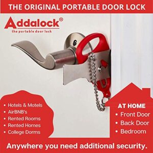 Addalock The Original Portable Door Lock by Rishon Enterprises for Home Security Used as an Apartment Security Lock, Travel Door Lock, AirBNB Lock and Dorm Room Essentials, 2 pck