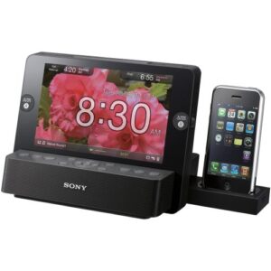 sony icfcl75ip 30-pin iphone/ipod clock radio speaker dock with 7-inch lcd screen (black) (discontinued by manufacturer)