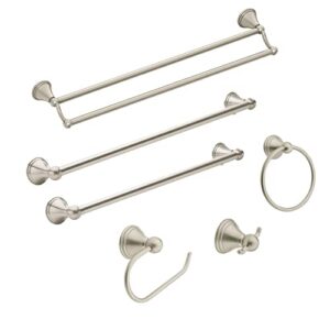 Moen Preston Collection Brushed Nickel 24-Inch Bathroom Single Towel Bar, Wall Mounted Hand or Body Towel Rack, DN8424BN