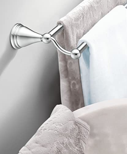 Moen Preston Collection Brushed Nickel 24-Inch Bathroom Single Towel Bar, Wall Mounted Hand or Body Towel Rack, DN8424BN