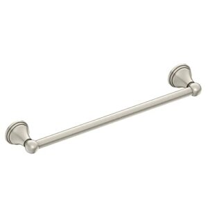 Moen Preston Collection Brushed Nickel 24-Inch Bathroom Single Towel Bar, Wall Mounted Hand or Body Towel Rack, DN8424BN