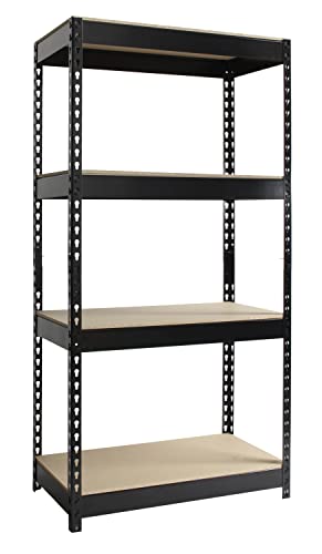 Hirsh Industries 3800 Series Shelving, 30" W x 16" D x 60" H, Black