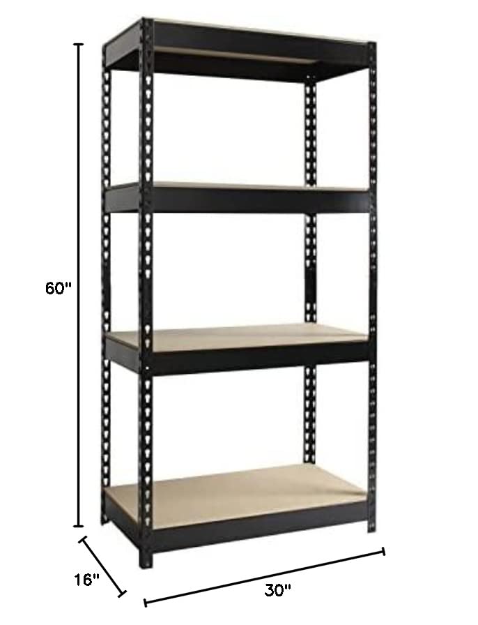 Hirsh Industries 3800 Series Shelving, 30" W x 16" D x 60" H, Black