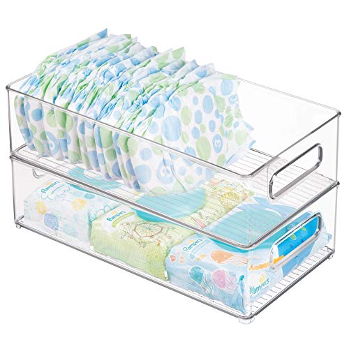 iDesign Plastic Portable Deep Storage Bin with Handles for Organizing Refrigerator, Freezer, Pantry, BPA-Free,8" x 4" x 14.5", Clear