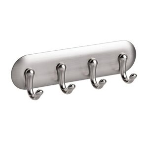 idesign york adhesive backed key holder for wall, 1.5" x 7" x 5.5", brushed stainless steel