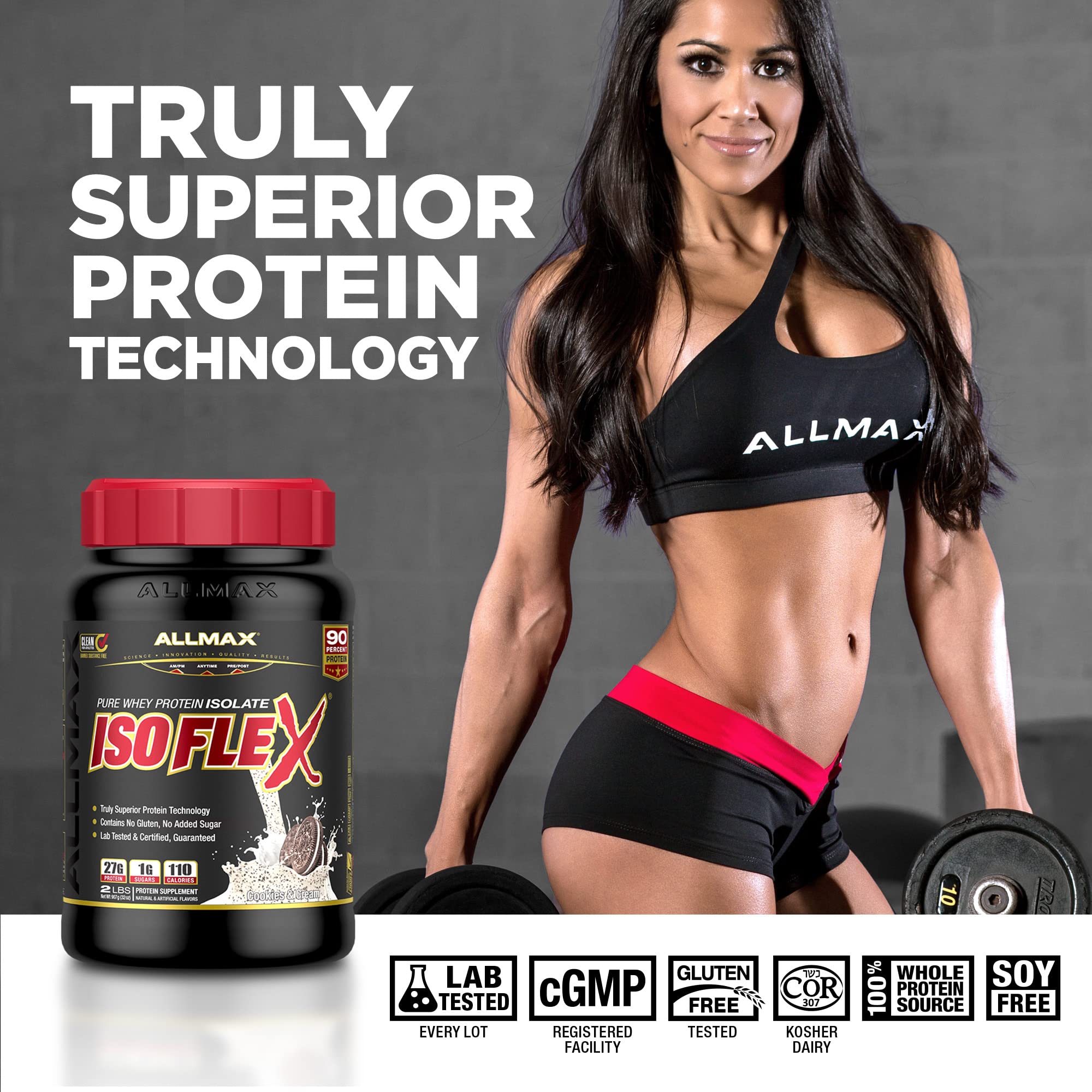 ALLMAX Nutrition - ISOFLEX Whey Protein Powder, Whey Protein Isolate, 27g Protein, Chocolate, 5 Pound