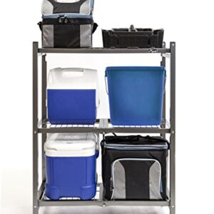 Origami 3 Shelf Foldable Storage Unit on 3" Caster Wheels, Unfolds in 5 Seconds, Holds up to 750 Pounds, Metal Organizer Wire Rack, 29" x 13" x 38", Heavy-Duty - Pewter